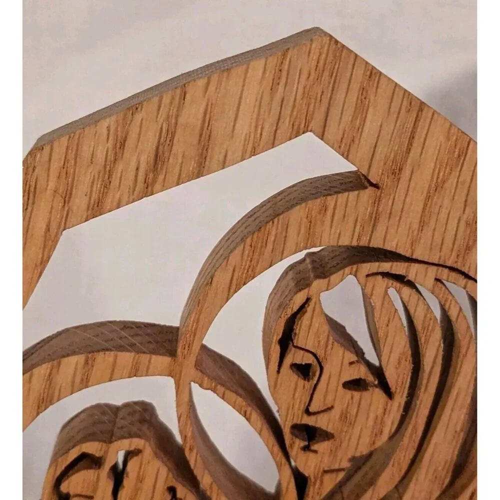 Mary & Jesus Wooden Laser Cut Mother Baby Madonna Cutout Decor Christmas 7.5